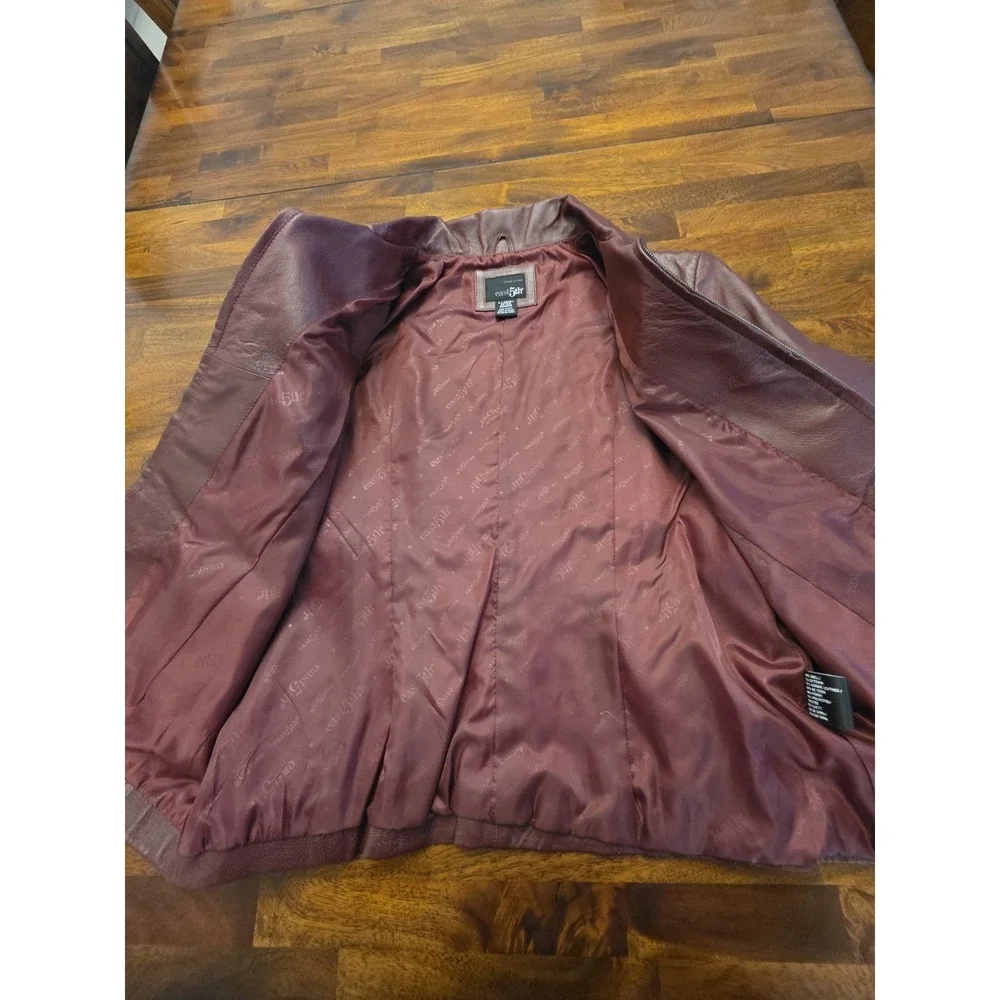East 5th‎ Women's Red Burgundy Leather  Jacket XL New With Tag Genx Genz Y2k